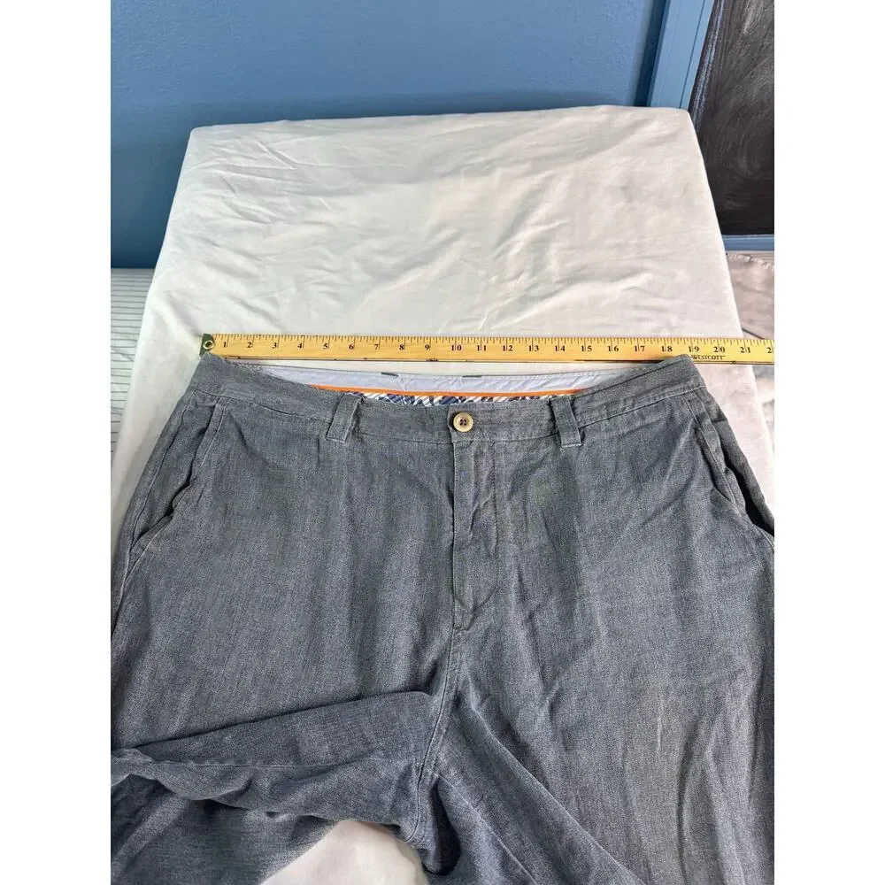 Tommy Bahama Silk Blend Shorts Mens 36 Gray Blue Flat Front Luxury Casual